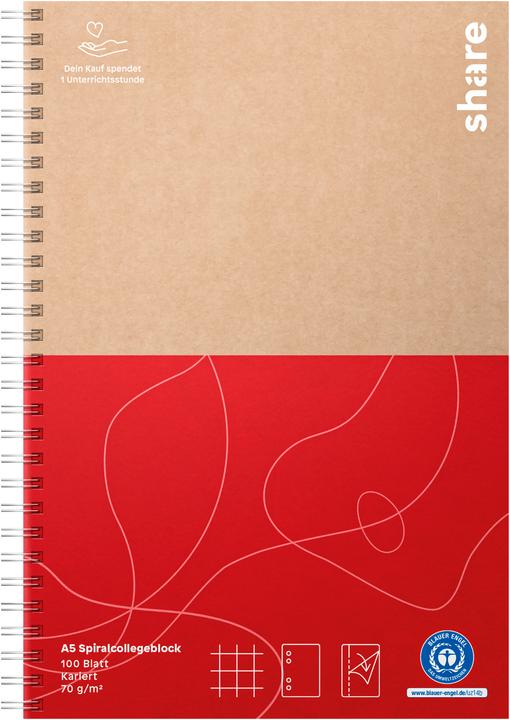 Image du produit Share Bloc-notes A5 quadrillé, 100 feuilles (A5, Quadrillé)