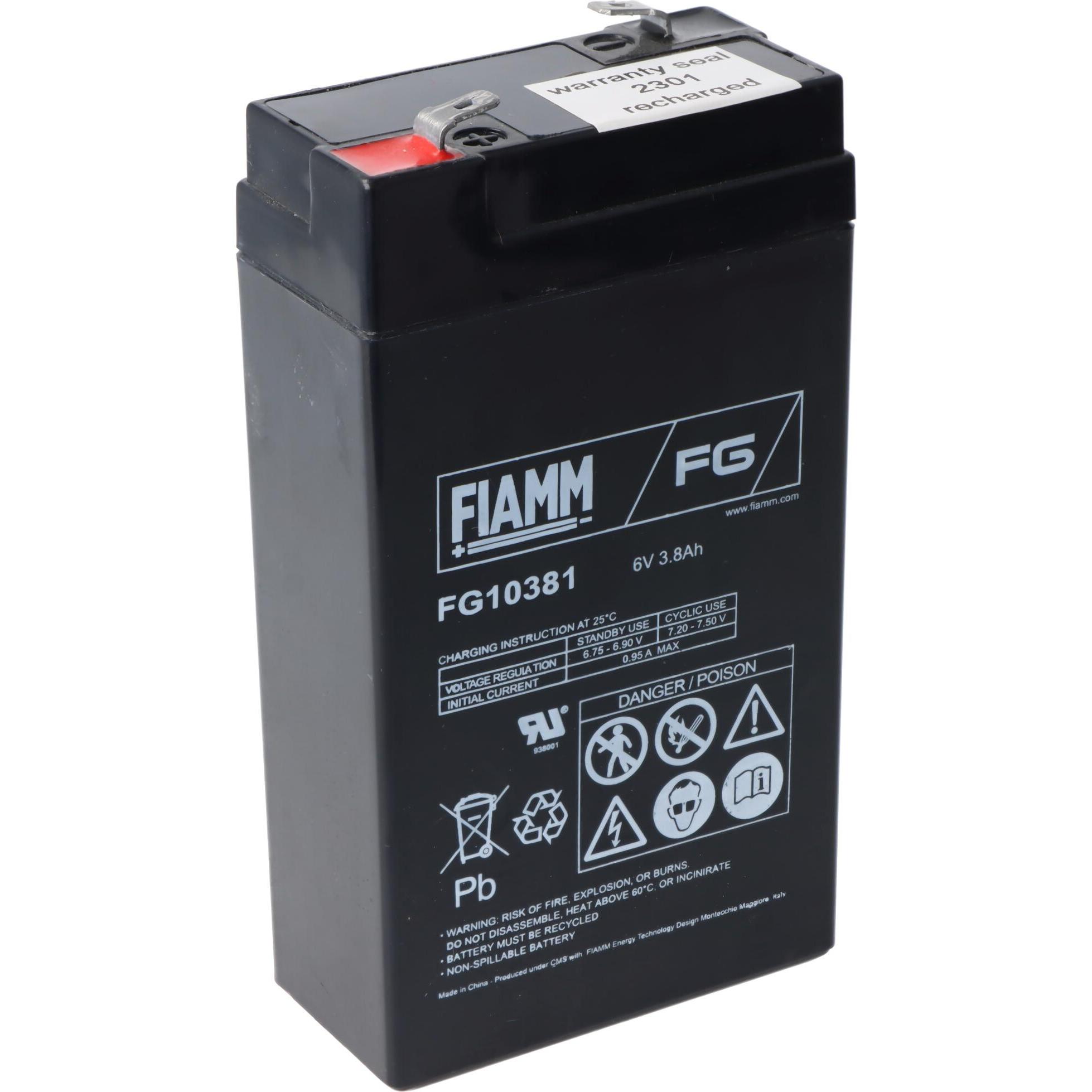 Fiamm Blei Akku FG10381, kompatibel für Multipower MP3.8-6 Akku MP3,8-6, Panasonic LC-R063R2PG (1 Stk., 3800 mAh), Batte...
