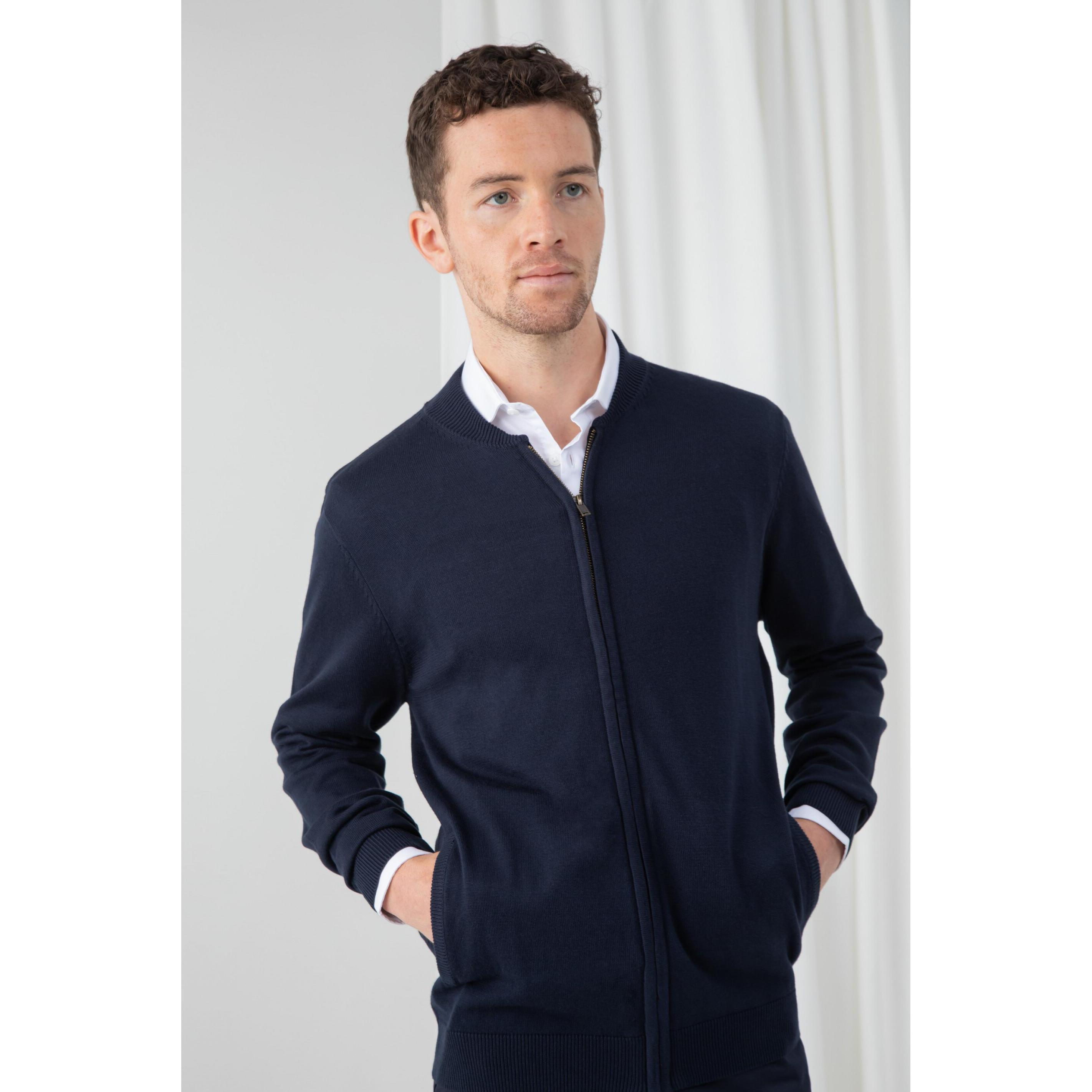 Henbury, Herren, Pullover, Strickjacke mit Reissverschluss, Blau, (L)
