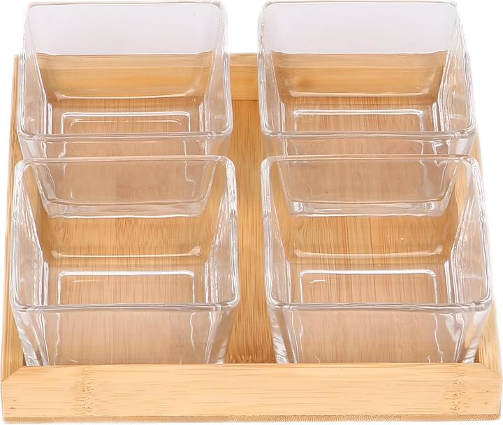 Actual product image Cheffinger 4er Set Glasschalen Bambusboden