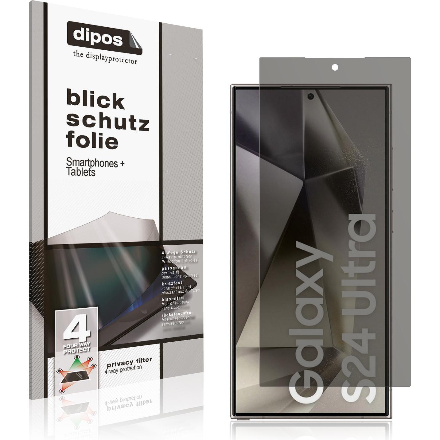 Dipos Blickschutzfolie 4-Way Privacy (1 Stück, Samsung Galaxy S21), Smartphone Schutzfolie, Transparent