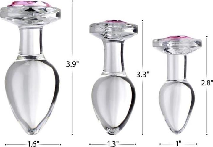 Immagine prodotto XR Brands Plug anale in vetro rosa con pietra preziosa grande