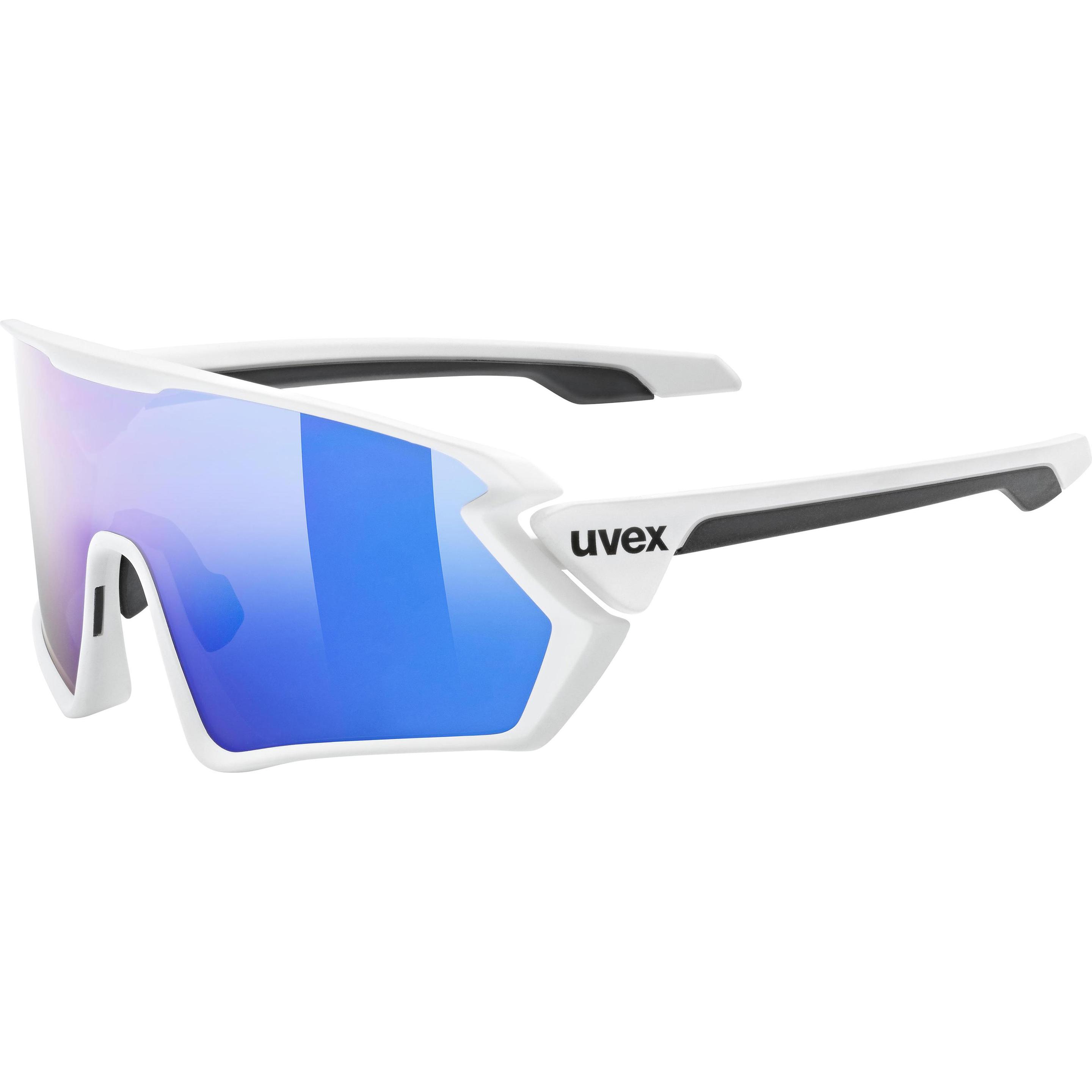 Uvex Sports, Herren, Sportbrille, sportstyle 231 (white mat-mirror blue, Mirror Blue), Weiss