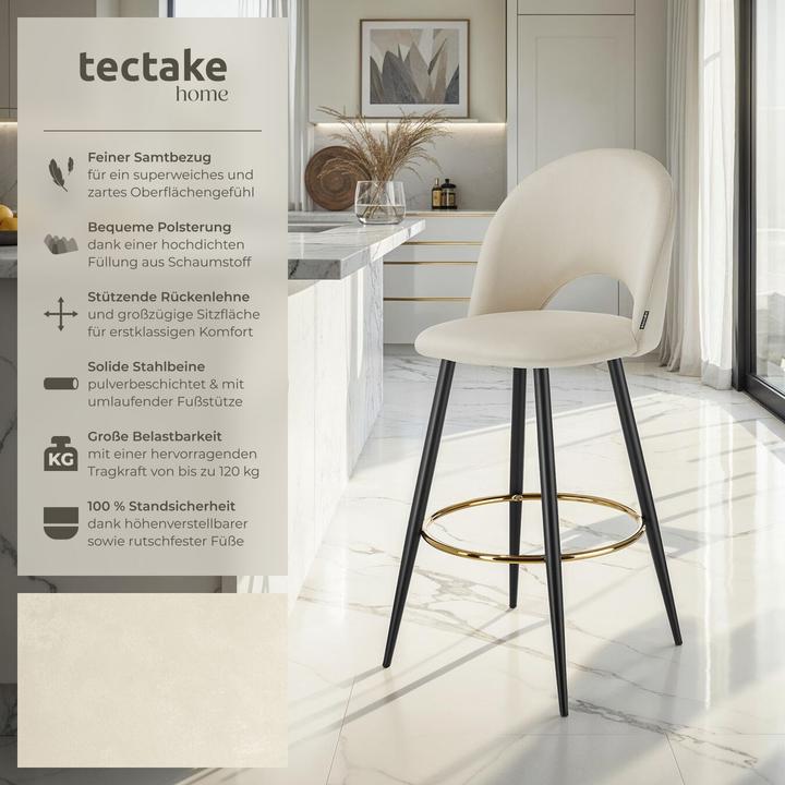 Actual product image tectake Bar stool Sachel with backrest, velvet look