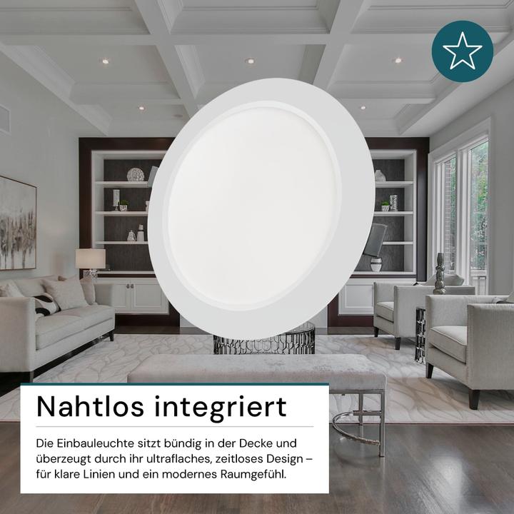 Actual product image Luxula LED-Einbauleuchte, 18W, EEK: F, 1800lm, CCT, IP44, weiss (1800 lm)
