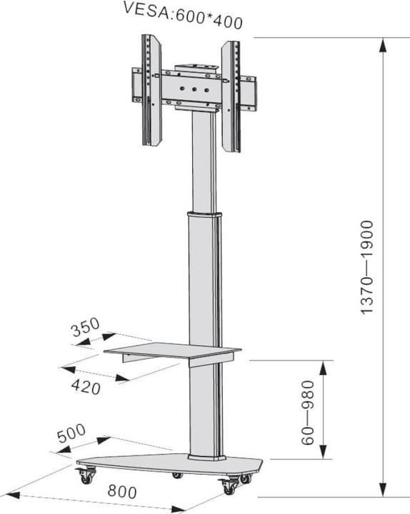 Produktbild Techly ICA-TR3WH - Wagen für LCD / Plasmapanel / AV-Ausrüstung - Temperglas - weiss - Bi (70", 40 kg)