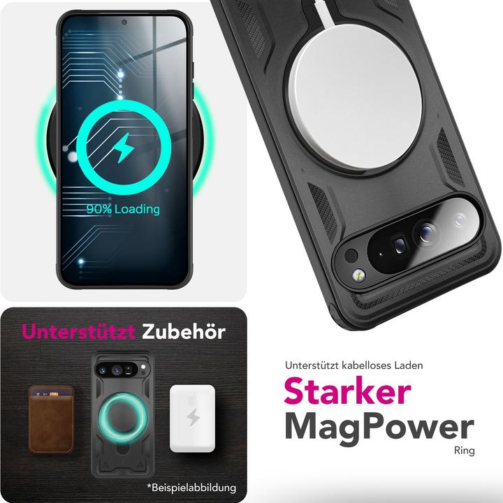 Actual product image Nalia Stormguard - Stabile Panzer Hülle mit MagSafe & 360-Grad Ringhalter - Military Cover (Google Pixel 9 Pro XL)