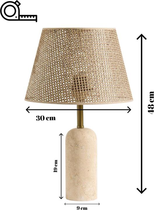 Image du produit Opviq Solara Woven Traverten Table Lamp (E27)