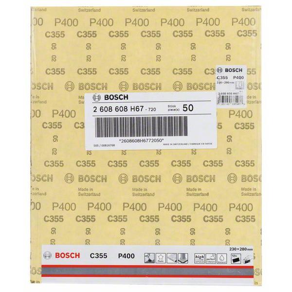 Thumbnail - Bosch Professional Zubehör, Schleifmittel, Schleifblatt C355, Papierschleifblatt, 230 x 280 mm, 400 (400)