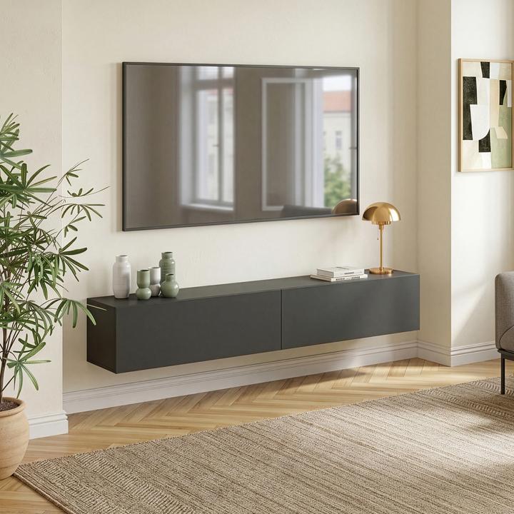 Produktbild En.Casa Hängeboard Evaton 180x32x30 cm Dunkelgrau, matt (180 x 31.50 x 30 cm)