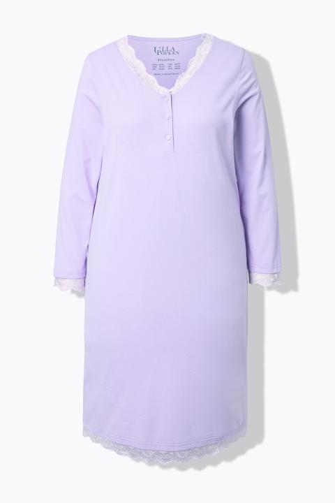 Immagine prodotto Ulla Popken Camicia da notte con pizzo, scollo a V e maniche lunghe (46)