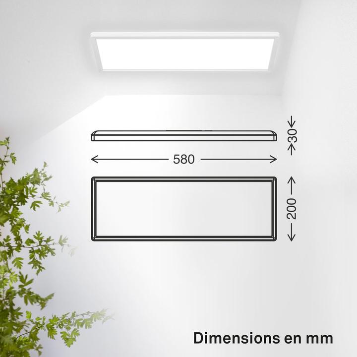 Actual product image B.K.Licht SHALLOW ultraflaches CCT LED Panel, 4000K, IP44, weiss, 580x200 (3000 lm)