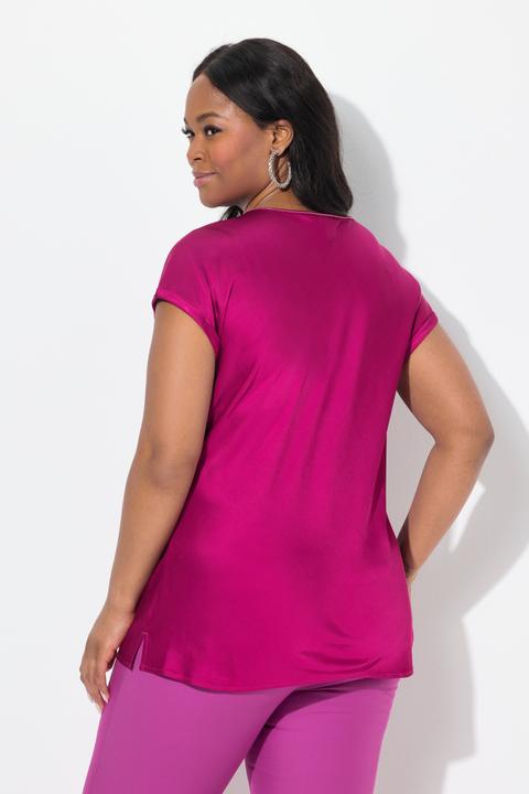 Produktbild Ulla Popken Satinblusenshirt, Classic, Rundhals mit Glitzernaht, ärmellos (50, 52)