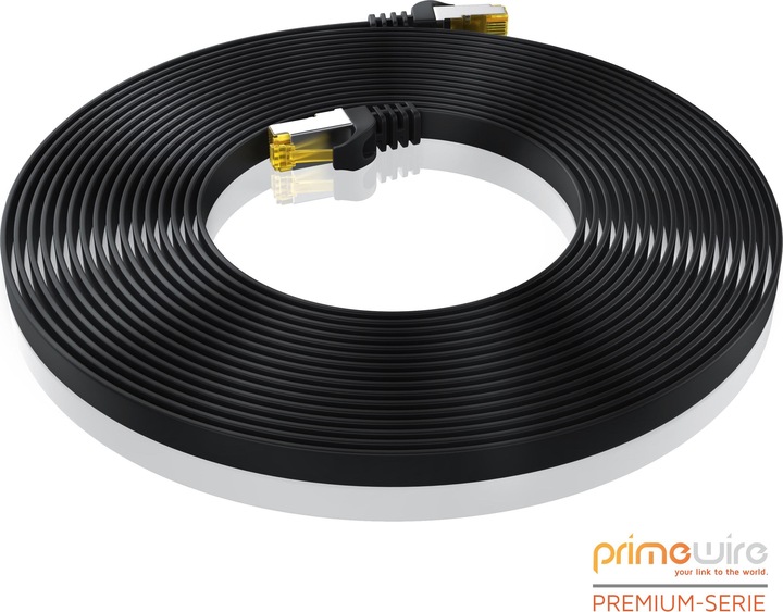 Produktbild Primewire CAT.7 Netzwerkkabel flach - Ethernet Gigabit Lan Kabel RJ45 - Patchkabel - komp. CAT.5 CAT.6 CAT.8 (U/FTP, CAT7, 1 m)