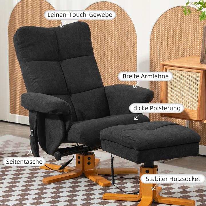 Produktbild Homcom Relaxsessel mit Fusshocker Polyester, Schaumstoff Schwarz
