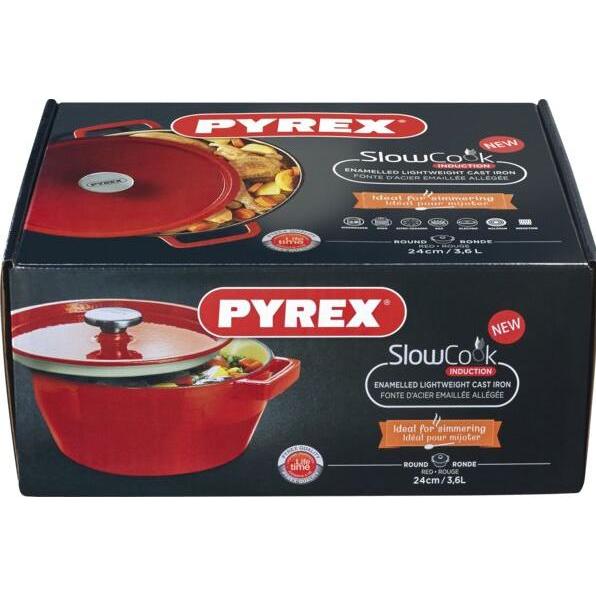 Thumbnail - Pyrex Slow Cook Bratentopf rund, mit Deckel, ø: 240 mm, rot, Pfanne + Kochtopf, Rot