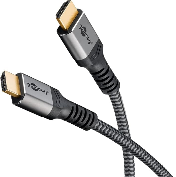Actual product image Goobay High-speed HDMI cable with Ethernet, 5 m, Sharkskin Grey (5 m, HDMI)