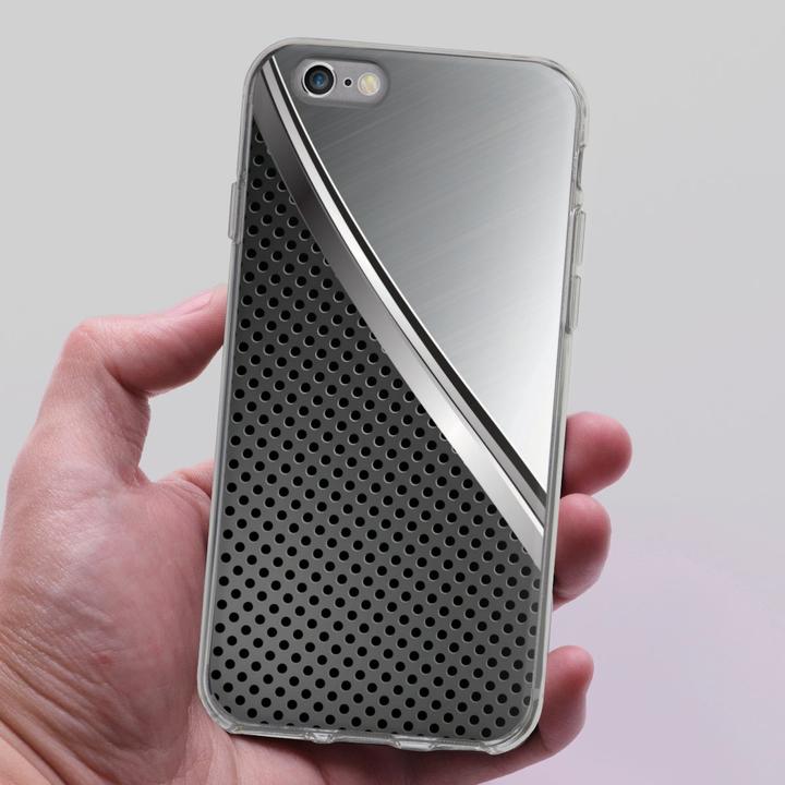 Produktbild DeinDesign Silikon Hülle für Apple iPhone 6 Handyhülle Case Smartphone Schutzhülle Carbon Metall Stahl (Apple iPhone 6)