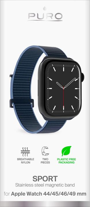 Immagine prodotto Puro Nylon Sport - Pasek per Apple Watch 42/44/45/49 mm (Granatowy) (45 mm, 44 mm, 42 mm, 49 mm, Nylon)