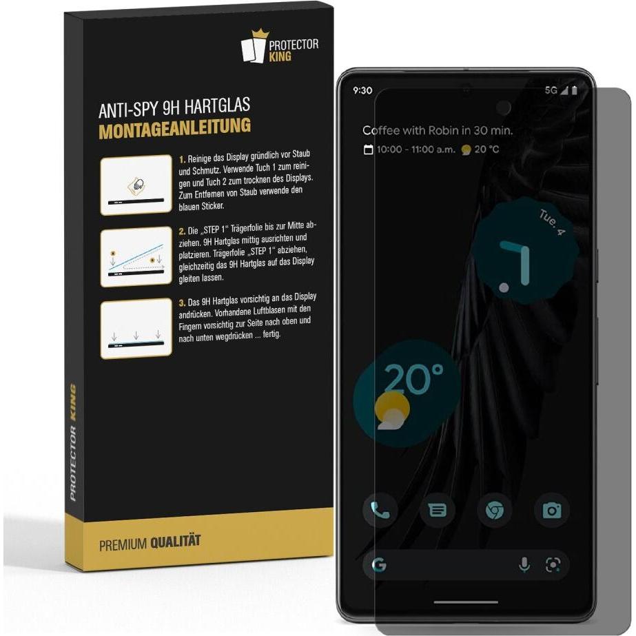 Thumbnail - Protectorking 2x Echtes Tempered 9H Panzerhartglas Blickschutz (2 Stück, Google Pixel 6a), Smartphone Schutzfolie