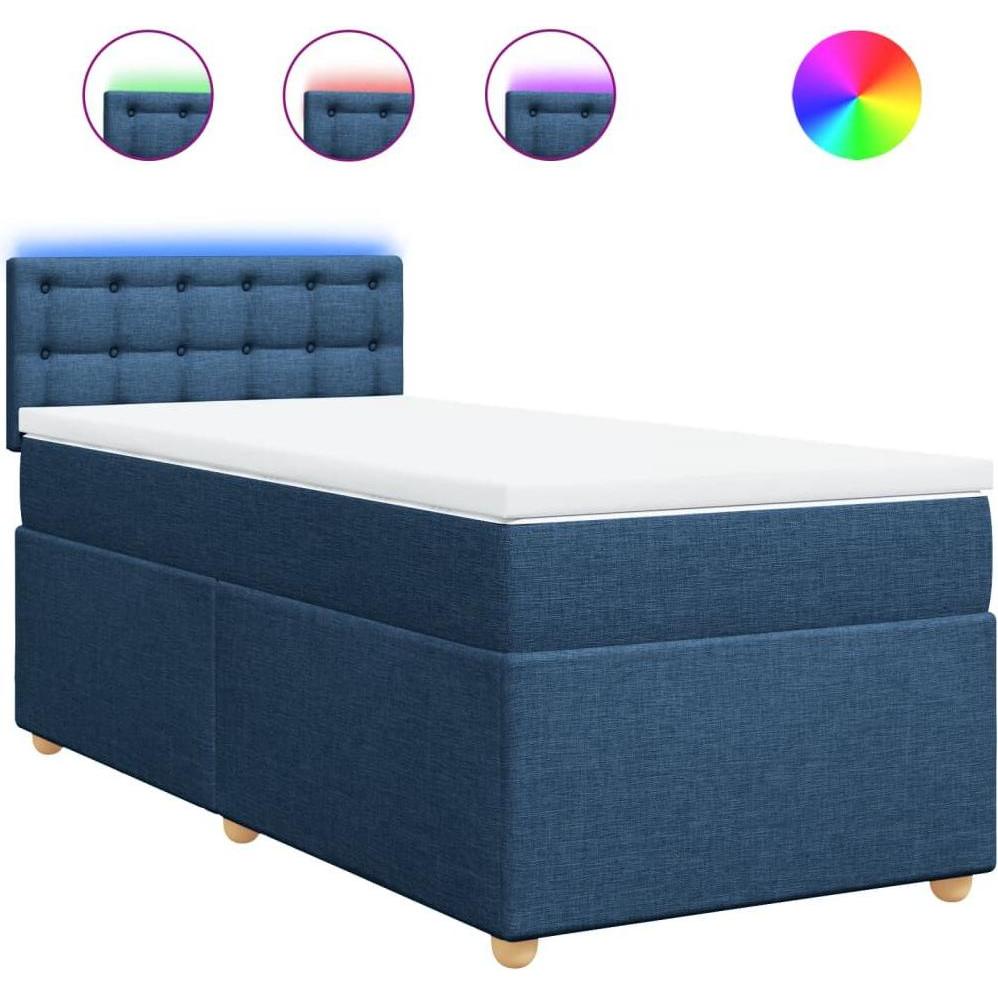 Thumbnail - VidaXL, Bett, Boxspringbett Einzelbett Polsterbett Bett Matratze Blau 90x190cm Stoff (90 x 190 cm)