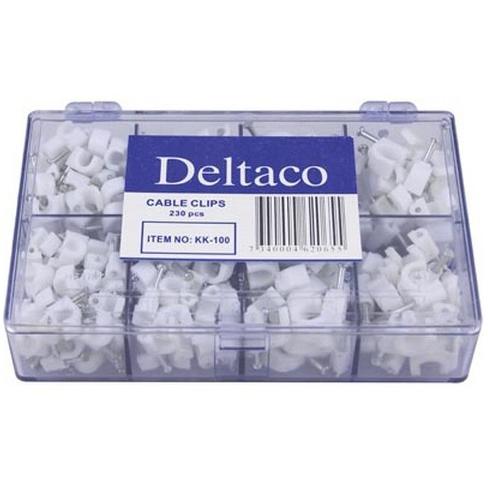 Deltaco, Kabelhalter, KK-100 - Weiss - Kunststoff - 8 mm - 230 Stück(e)