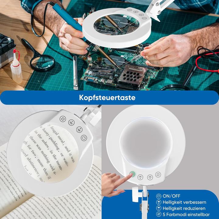 Produktbild Mandland Beleuchtete Schreibtischlupe mit Klemme und Dimmbarkeit