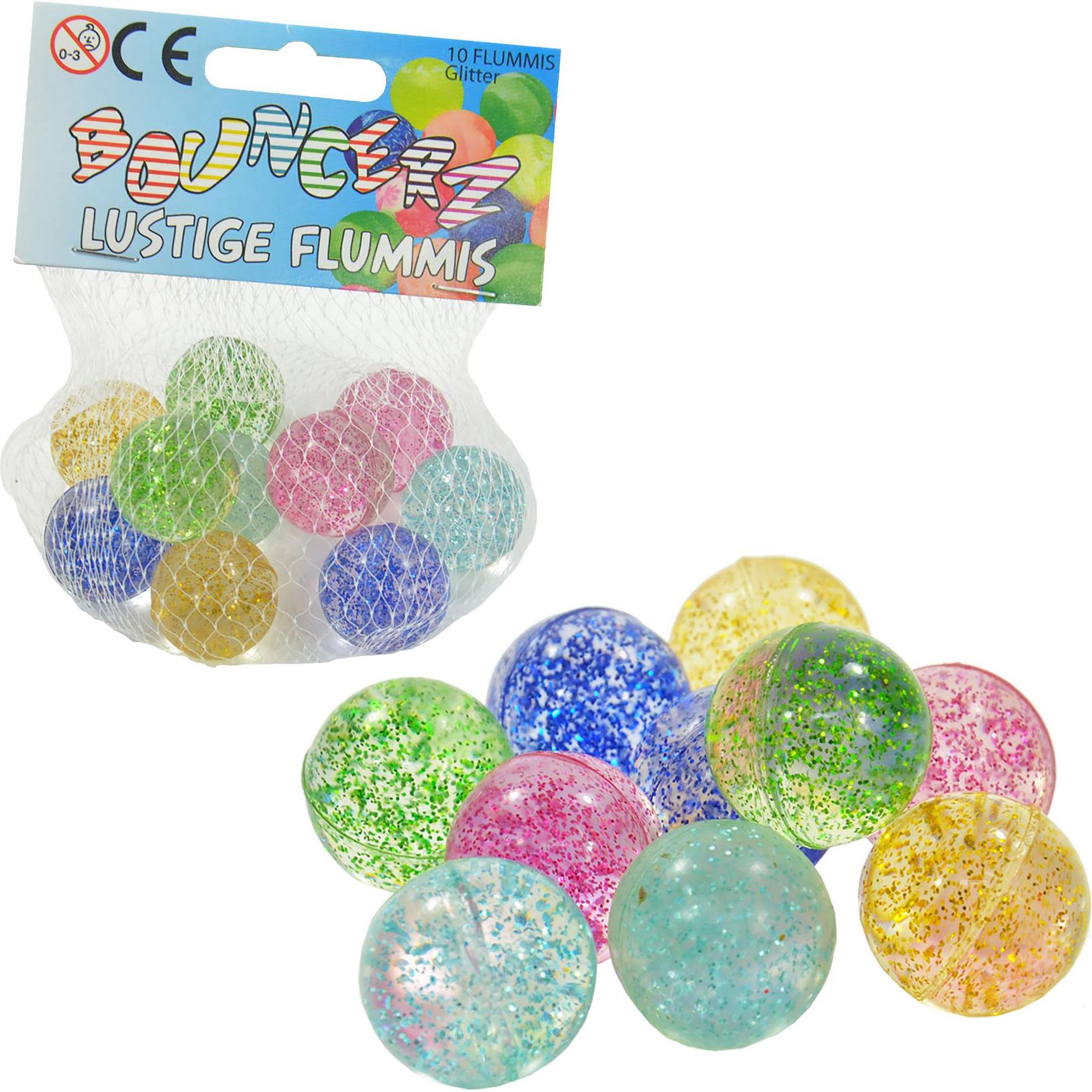 Magni Flummis Bouncerz D25mm mit Glitter 10er Netz