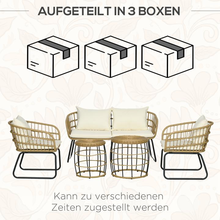 Actual product image Outsunny Garden furniture set with 2 side tables for 4 people