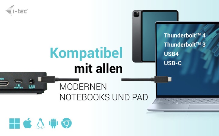 Image du produit i-tec USB-C Triple 4K Display Docking Station (USB-C, 9 Ports)
