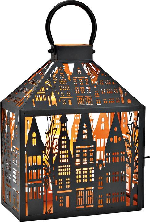 Immagine prodotto G. Wurm Lanterna a forma di casa di città in metallo nero (L/H/D) 25x32x14cm