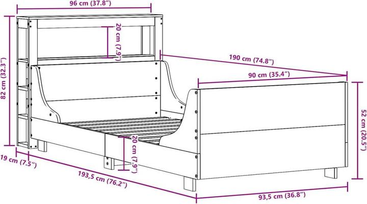 Image du produit vidaXL Bettrahmen (90 x 190 cm)