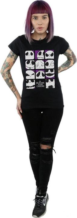 Actual product image Disney Womens/Ladies Nightmare Before Christmas Many Faces Of Jack Squares Cotton T-Shirt (XL)