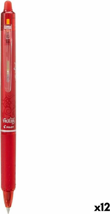 Actual product image Pilot FriXion, Clip-on retractable pen, Red, Red, 0.7 mm, 0.35 mm, Medium (Red, 12 x)