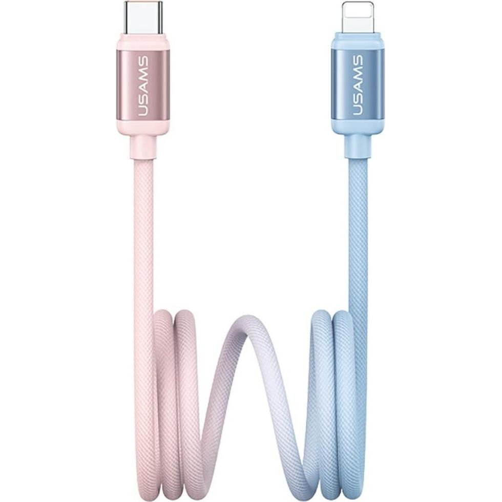 Usams Cable Bicolor Series SJ757 PD 30W USB-C/Lightning 1.2m blue and pink (1.20 m, 30 W), Cavo USB