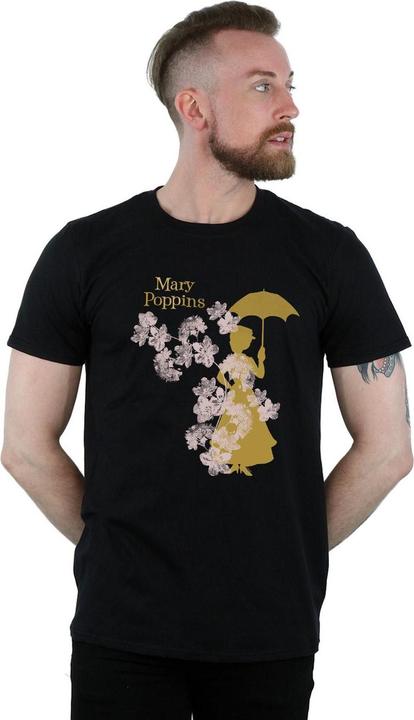 Actual product image Disney Mens Mary Poppins Floral Silhouette T-Shirt (M)