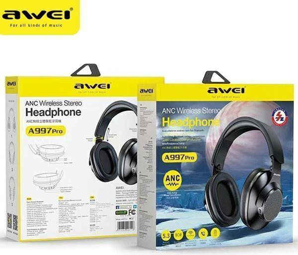 Actual product image Awei słuchawki nauszne A997 Pro ANC Bluetooth czarny/black (ANC, 24 h, Wireless)