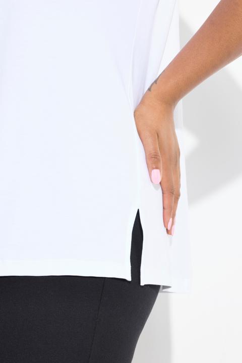 Immagine prodotto Ulla Popken T-shirt dal taglio svasato in cotone Pima con scollo a girocollo e maniche a 3/4 (50, 52)