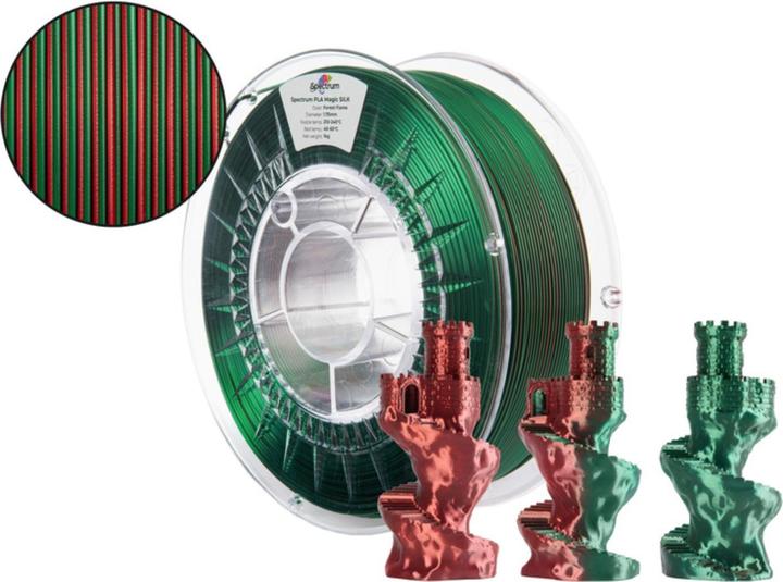 Immagine prodotto Filament · PLA Magic SILK · FOREST FLAME · 1.75mm · 1kg (PLA, 1.75 mm, 1000 g, Multicolore)
