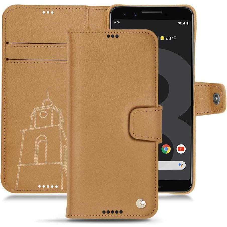 Noreve Lederschutzhülle Wallet (Google Pixel 3 XL), Smartphone Hülle, Braun