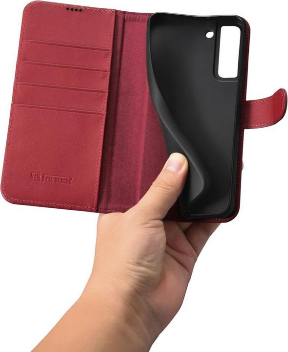 Produktbild iCarer Haitang Leather Wallet Case Leather Case for Samsung Galaxy S22 + (S22 Plus) Wallet Case Red (Samsung Galaxy S22+)