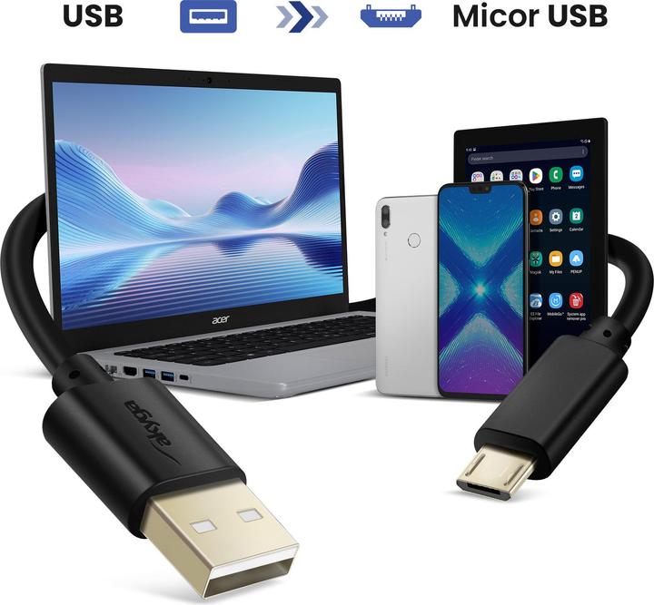 Image du produit Akyga AK-USB-01 Câble USB 2.0 Micro-USB B USB A (1.80 m, USB 2.0)
