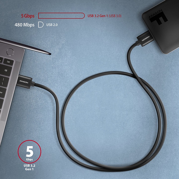 Produktbild Axagon BUMM3-AM10AB Kabel Micro-B USB auf USB-A 3.2 Gen 1 (1 m, USB 3.2 Gen 1)