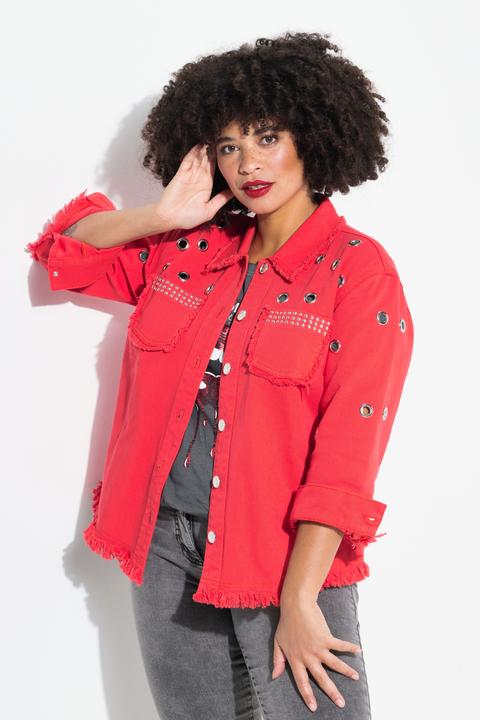 Produktbild Angel of Style Jeansjacke, Ösen, Fransensaum, Hemdkragen, Langarm (46)