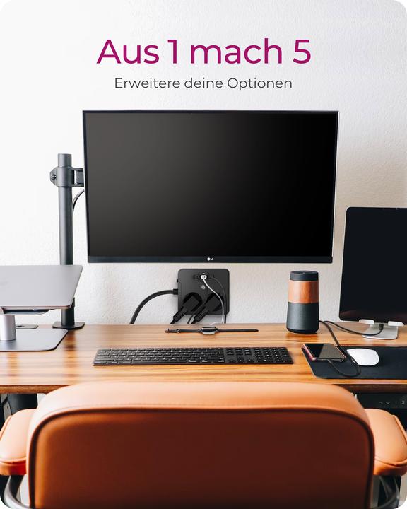 Actual product image Icy Box Tischhalterung (2x, CEE 7/3, 1.90 m)