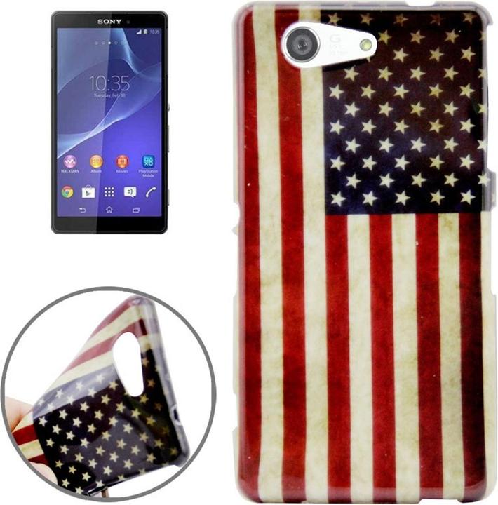 Produktbild König Design Schutzhülle Handytasche Etuis TPU für Handy Sony Xperia Z3 Compact Retro Fahne USA (Sony Xperia Z3 Compact)