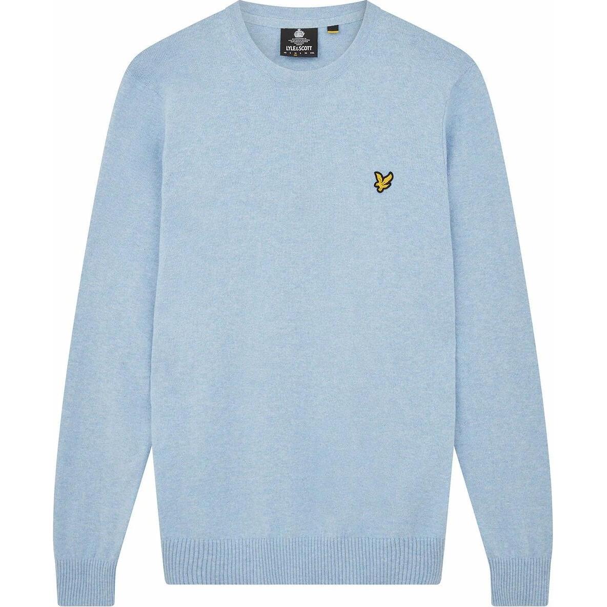 Lyle and Scott, Herren, Pullover, Pullover mit Rundhalsausschnitt aus Merino-Baumwolle, Blau, (L)