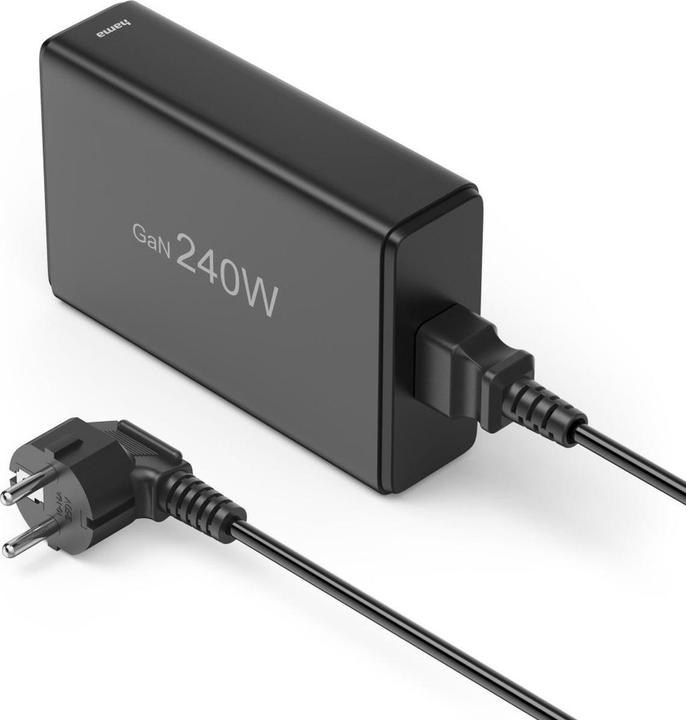 Actual product image Hama Charging station 5 ports, GaN, fast charger, 4xUSB-C, 1xUSB-A, PD, 240 W, SW (240 W, 5 ports)