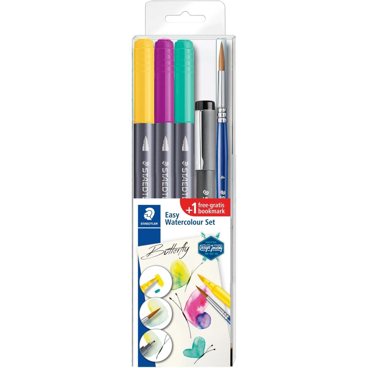 Staedtler, Malstifte, 3001, Transparente Box Mit Gemischtem Set, Butterfly (Gelb, Türkis, Magenta, 1 x)