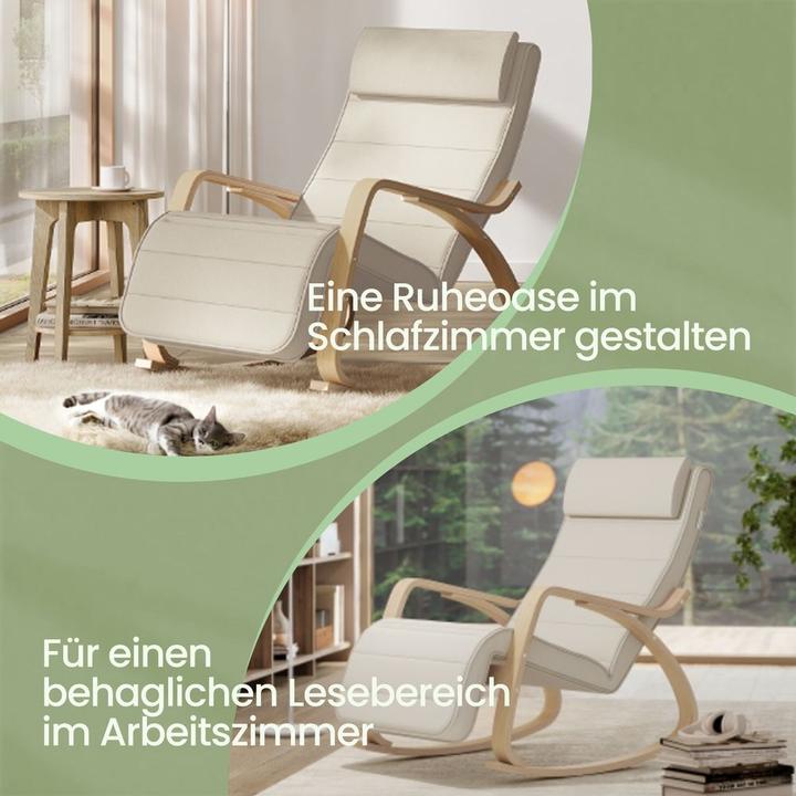 Actual product image Songmics Schaukelstuhl Verstellbar Belastbar Wohnzimmer Beige